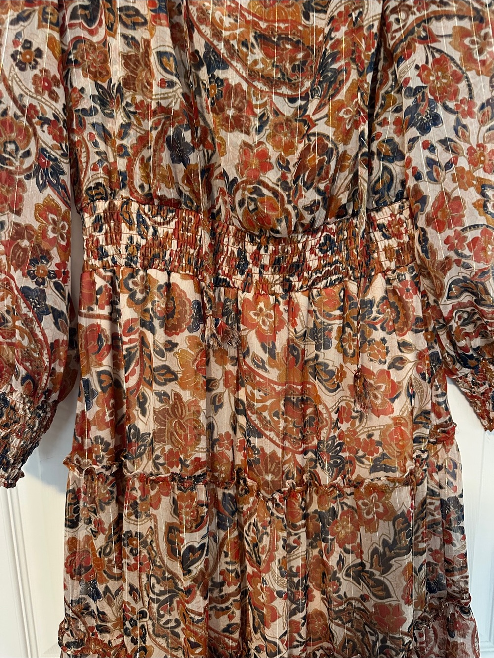 1. State Rust Paisley Tiered Maxi Dress - Picture 4 of 8